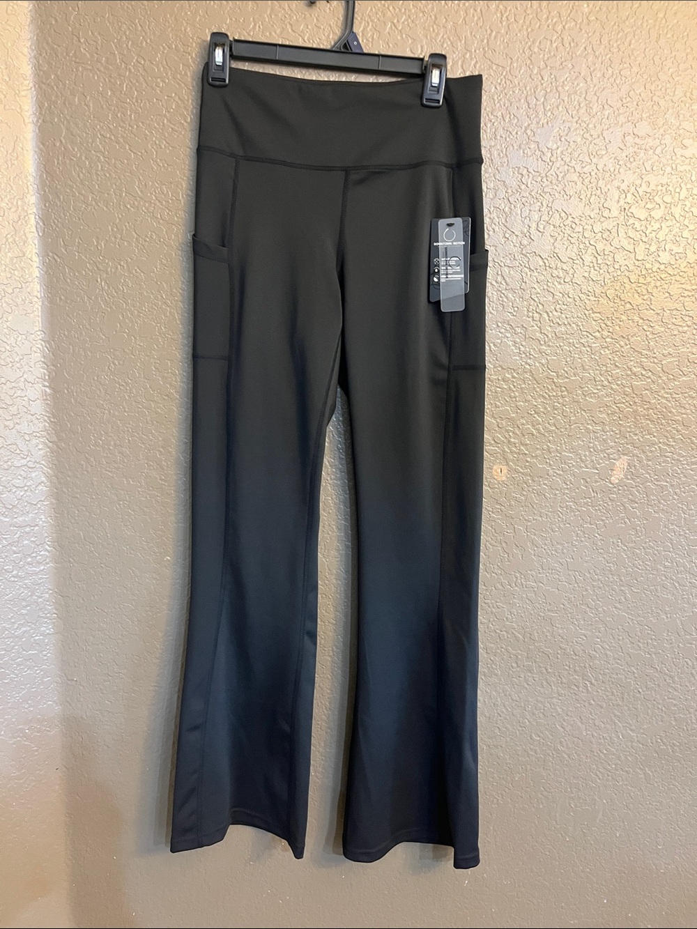 Women's Black Boot Cut Active Pants with Side Pockets